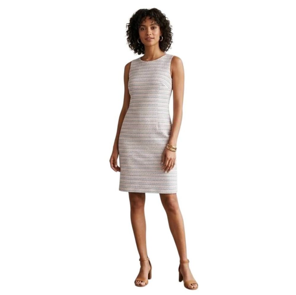 Talbots Stripe Biscay Sheath Dress Size 14 Cotton Spandex Blend Workwear EUC